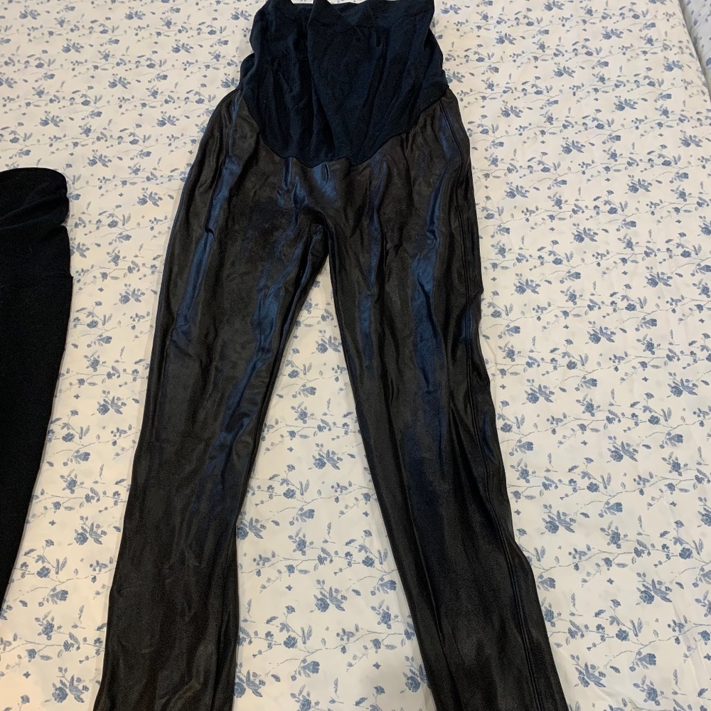 Spanx faux leather leggings maternity